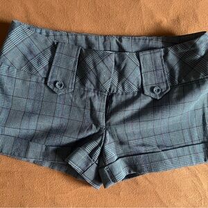 Charlotte Russe Blue Plaid High Waist Shorts